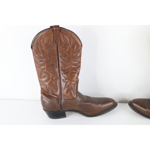 Vintage 70s Streetwear Mens 10 3E Pebble Grain Tribal Leather Cowboy Boots USA main image 5